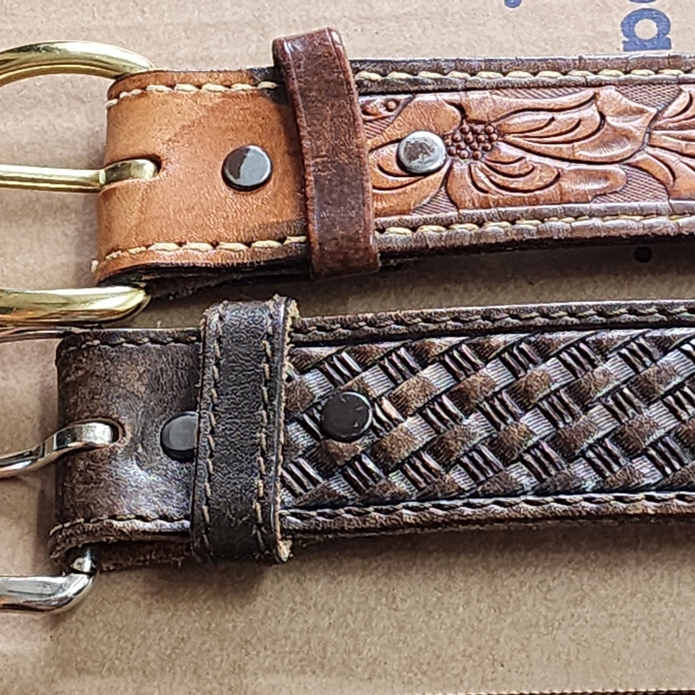2 men's leather,  western belts